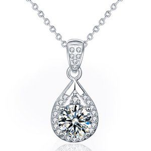 Certified 1ct. t.w. Diamond Moissanite Waterdrop Necklace NEW